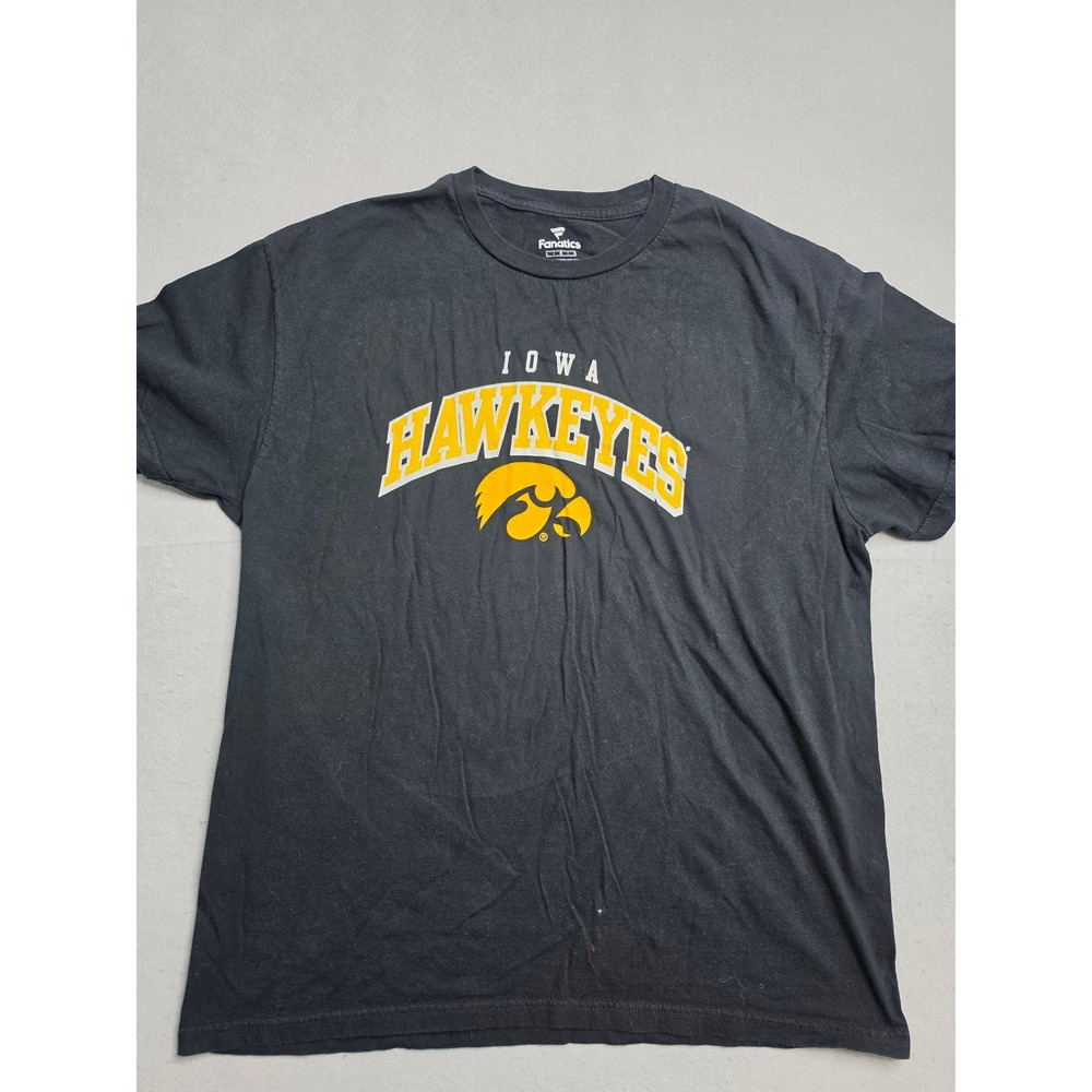 Fanatics Iowa Hawkeyes Shirt Mens Large Black Spellout Graphic Short Sleeve NCAA